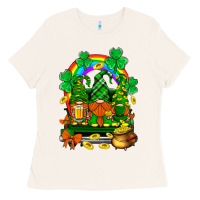 Bone st. patricks gnomes truck with rainbow Ladies Tee - BundleAndBundleShop