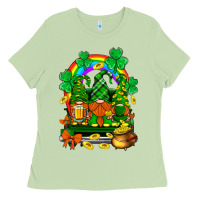 Matcha st. patricks gnomes truck with rainbow Ladies Tee - BundleAndBundleShop