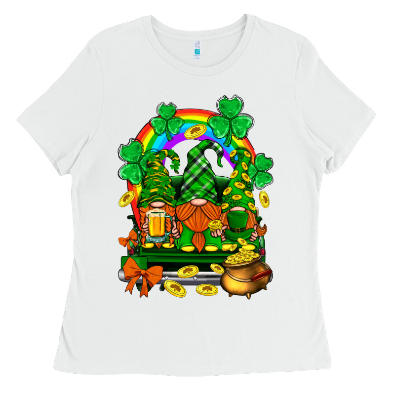 St. Patricks Gnomes Truck With Rainbow Ladies Tee by BundleAndBundleShop | Teevron