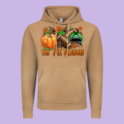 Tis' The Season Football Green Helmet Vintage Hoodie Designed By Nancycooperartshop