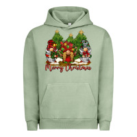 Pigment Oil Green merry christmas gnomies Urban Hoodie - BarkalooDesign
