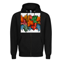 Black autumn  leaves seamless pattern Zipper Hoodie - BundleAndBundleShop