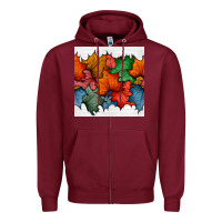 Burgundy autumn  leaves seamless pattern Zipper Hoodie - BundleAndBundleShop