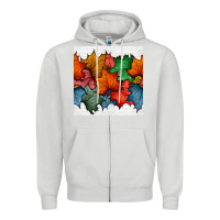 Dove Grey autumn  leaves seamless pattern Zipper Hoodie - BundleAndBundleShop