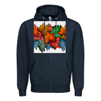 Navy autumn  leaves seamless pattern Zipper Hoodie - BundleAndBundleShop