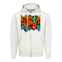 Oatmeal Heather autumn  leaves seamless pattern Zipper Hoodie - BundleAndBundleShop