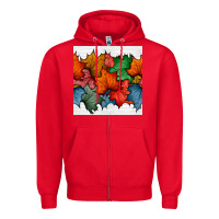 Red autumn  leaves seamless pattern Zipper Hoodie - BundleAndBundleShop