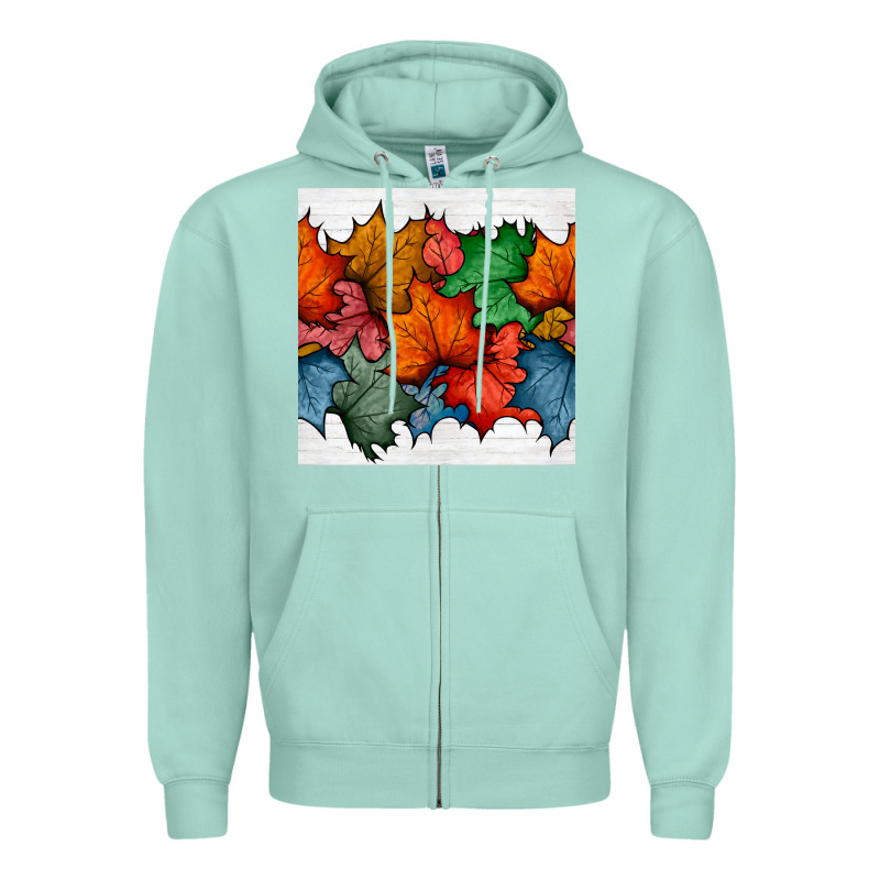 Autumn  Leaves Seamless Pattern Zipper Hoodie by BundleAndBundleShop | Teevron