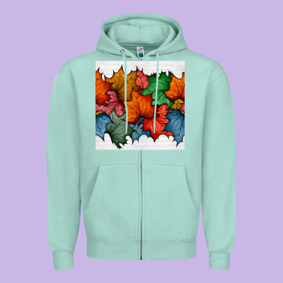 Autumn  Leaves Seamless Pattern Zipper Hoodie Designed By Bundleandbundleshop