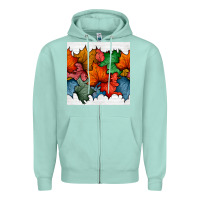 Seafoam autumn  leaves seamless pattern Zipper Hoodie - BundleAndBundleShop