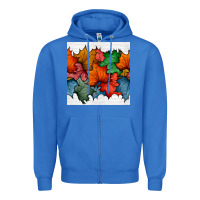True Royal autumn  leaves seamless pattern Zipper Hoodie - BundleAndBundleShop