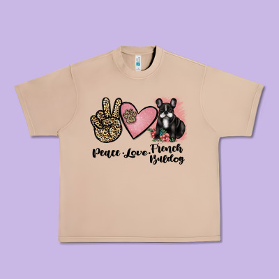 Peace Love French Bulldog Urban Heavy Tee Designed By Jahusdesignshop