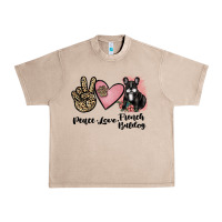 French Oak peace love french bulldog Urban Heavy Tee - JahusDesignShop
