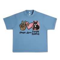 Pebble Blue peace love french bulldog Urban Heavy Tee - JahusDesignShop