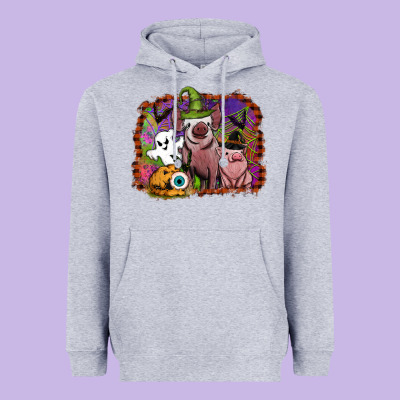Halloween Pigs Heavyweight Hoodie Designed By Sublimationcraftshop