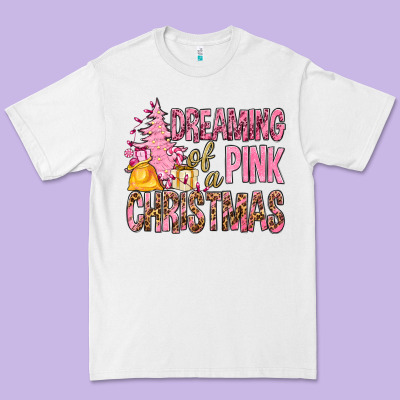 Dreaming Of A Pink Christmas Premium Tee Designed By Bundleandbundleshop