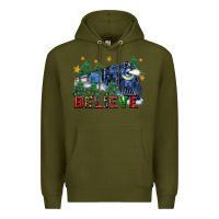 Army Green believe polar express christmas trees Premium Hoodie - FaDigitalArtStudio