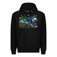 Black believe polar express christmas trees Premium Hoodie - FaDigitalArtStudio