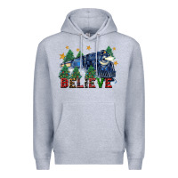 Heather Grey believe polar express christmas trees Premium Hoodie - FaDigitalArtStudio