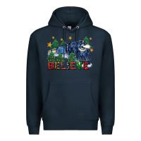 Navy believe polar express christmas trees Premium Hoodie - FaDigitalArtStudio