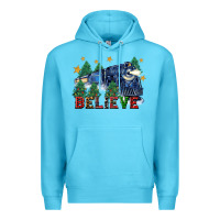 Ocean Blue believe polar express christmas trees Premium Hoodie - FaDigitalArtStudio
