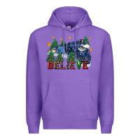 Purple believe polar express christmas trees Premium Hoodie - FaDigitalArtStudio
