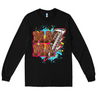 Black Mama Football lightning bolt Long Sleeve Tee - HowdyJamesFarm