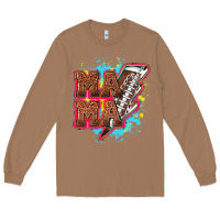 Toasted Coconut Mama Football lightning bolt Long Sleeve Tee - HowdyJamesFarm