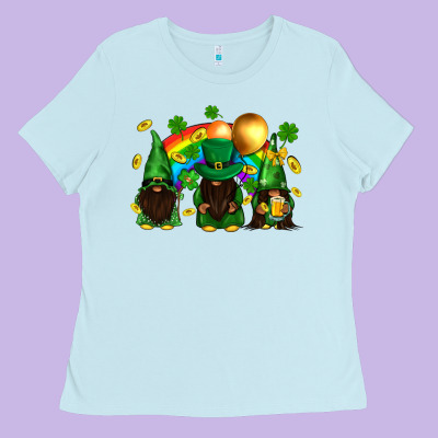 St. Patrick's Afro Gnomies With Rainbow Ladies Tee Designed By Bundleandbundleshop