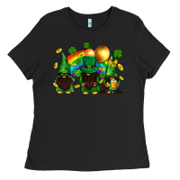 Black St. Patrick's afro gnomies with rainbow Ladies Tee - BundleAndBundleShop