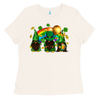 Bone St. Patrick's afro gnomies with rainbow Ladies Tee - BundleAndBundleShop