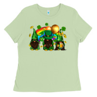Matcha St. Patrick's afro gnomies with rainbow Ladies Tee - BundleAndBundleShop