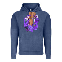 Vintage Denim Cancer diva purple ribbon Vintage Hoodie - NancyCooperArtShop
