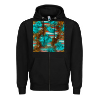 Black turquoise serape leopard seamless pattern Zipper Hoodie - BundleAndBundleShop