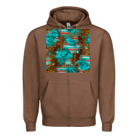 Chestnut turquoise serape leopard seamless pattern Zipper Hoodie - BundleAndBundleShop