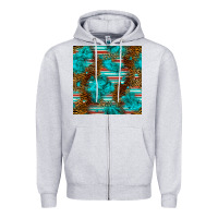Heather Grey turquoise serape leopard seamless pattern Zipper Hoodie - BundleAndBundleShop