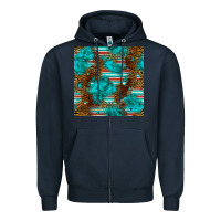 Navy turquoise serape leopard seamless pattern Zipper Hoodie - BundleAndBundleShop