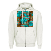 Oatmeal Heather turquoise serape leopard seamless pattern Zipper Hoodie - BundleAndBundleShop