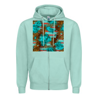 Seafoam turquoise serape leopard seamless pattern Zipper Hoodie - BundleAndBundleShop