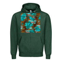 Sports Green turquoise serape leopard seamless pattern Zipper Hoodie - BundleAndBundleShop