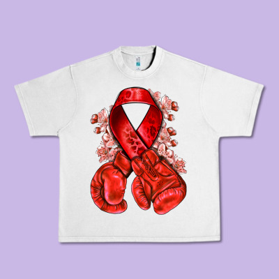 Red Ribbon With Boxing Gloves Urban Heavy Tee Designed By Nancycooperartshop