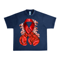Navy Red ribbon with boxing gloves Urban Heavy Tee - NancyCooperArtShop