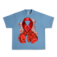 Pebble Blue Red ribbon with boxing gloves Urban Heavy Tee - NancyCooperArtShop