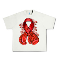 Pistachio Red ribbon with boxing gloves Urban Heavy Tee - NancyCooperArtShop