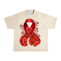 Sandshell Red ribbon with boxing gloves Urban Heavy Tee - NancyCooperArtShop