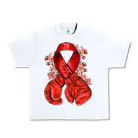 White Red ribbon with boxing gloves Urban Heavy Tee - NancyCooperArtShop