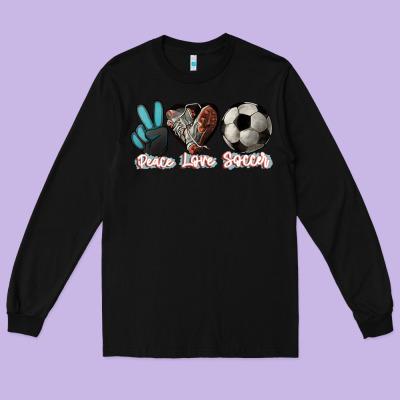 Peace Love Soccer Long Sleeve Tee Designed By Howdyjamesfarm