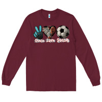 Burgundy Peace love Soccer Long Sleeve Tee - HowdyJamesFarm