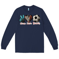 Navy Peace love Soccer Long Sleeve Tee - HowdyJamesFarm