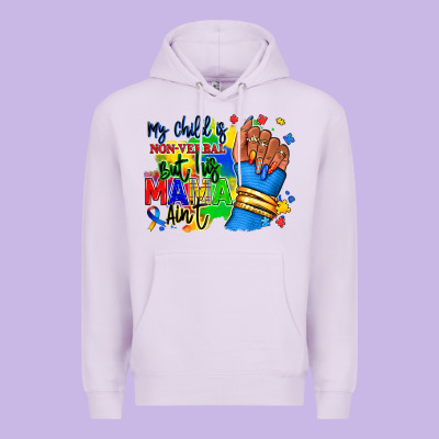 My Child Is Non Verbal But His Mama Aint Afro Premium Hoodie Designed By Ranaportraitstore